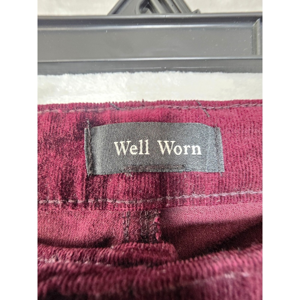 Well Worn Womens Burgundy Corduroy Straight Leg Pants Sz-12/32 Wine Red HighRise - Picture 6 of 7